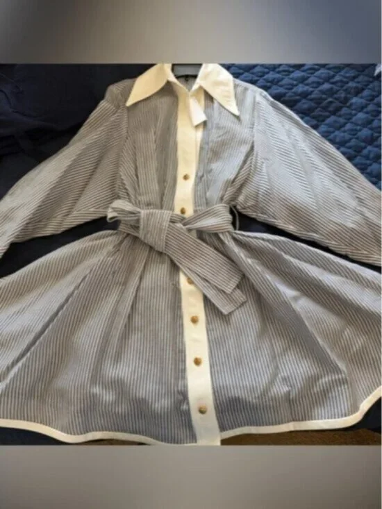 NWT Zimmermann Illustration Tuck Striped Cotton-Silk Mini Dress - Picture 3 of 6